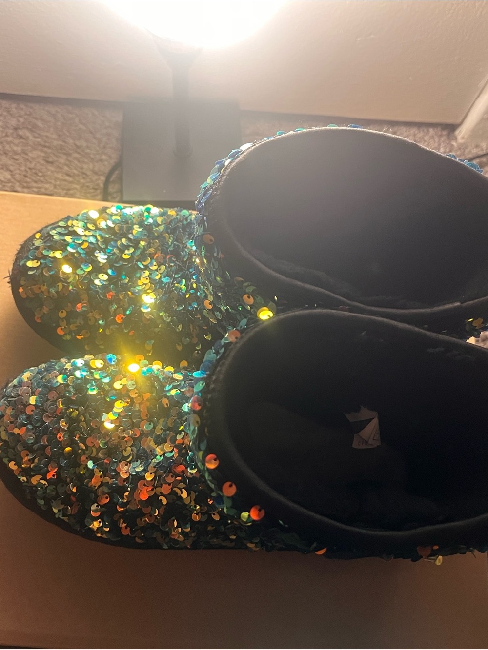 Kids Sequin Slip-On Boots - Multicolor Sparkle